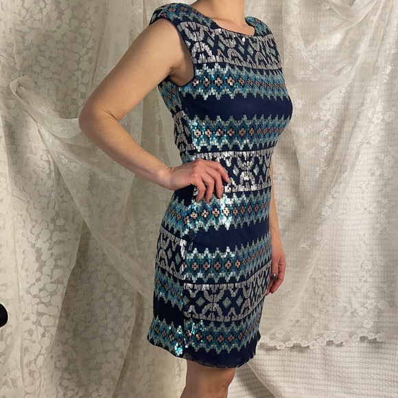 Sequin Tribal Dress Sz 4 - Picture 2 of 4
